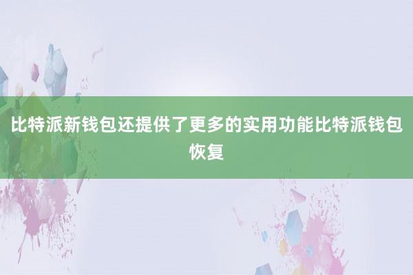 比特派新钱包还提供了更多的实用功能比特派钱包恢复