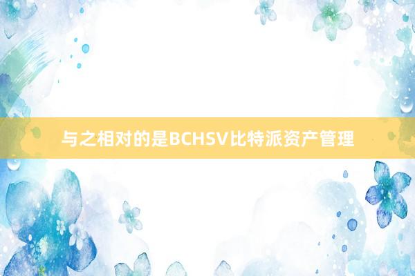 与之相对的是BCHSV比特派资产管理