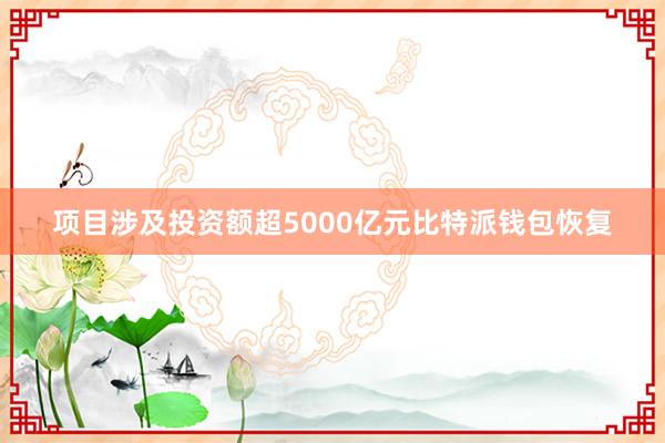 项目涉及投资额超5000亿元比特派钱包恢复